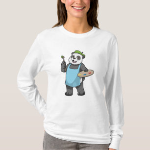 Panda as Painter with Brush & Colour T-Shirt