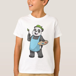 Panda as Painter with Brush & Colour T-Shirt