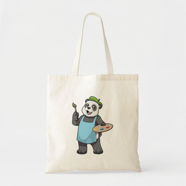 Panda as Painter with Brush & Colour Tote Bag (Front)