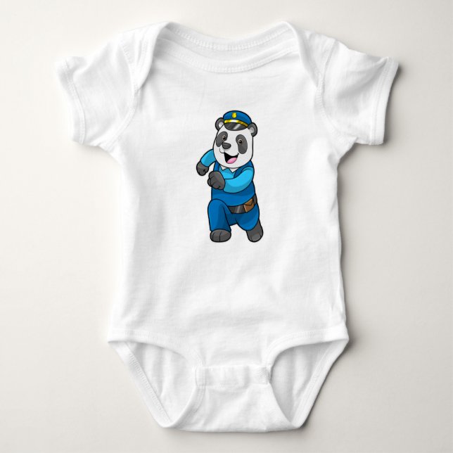 Panda as Police officer with Police hat Baby Bodysuit (Front)