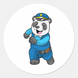 Panda as Police officer with Police hat Classic Round Sticker