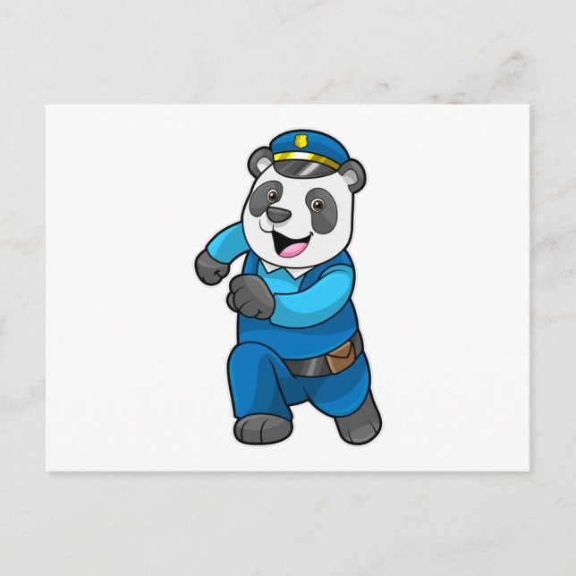 Panda as Police officer with Police hat Postcard (Front)