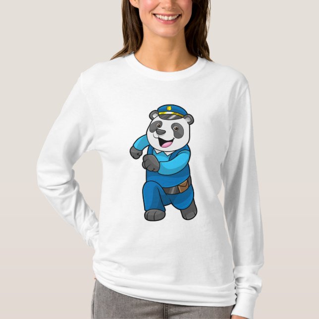 Panda as Police officer with Police hat T-Shirt (Front)