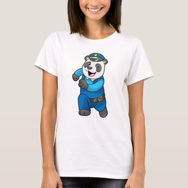 Panda as Police officer with Police hat T-Shirt (Front)