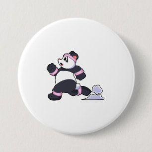 Panda as Runner at Running 7.5 Cm Round Badge