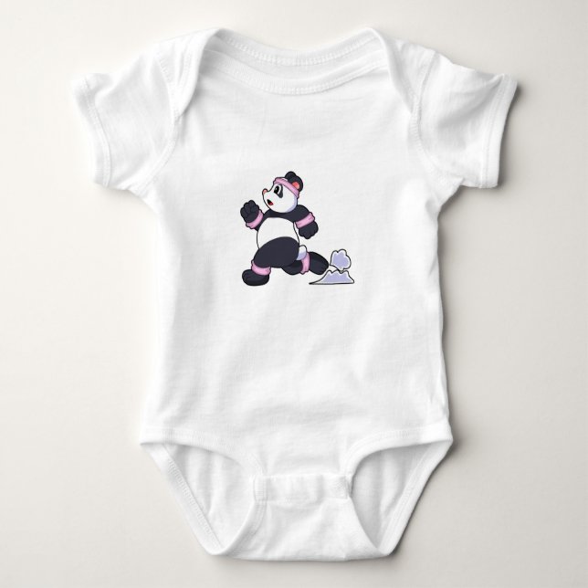 Panda as Runner at Running Baby Bodysuit (Front)