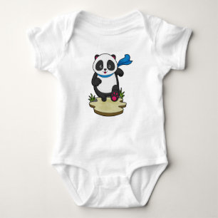 Panda as Runner with Scarf Baby Bodysuit