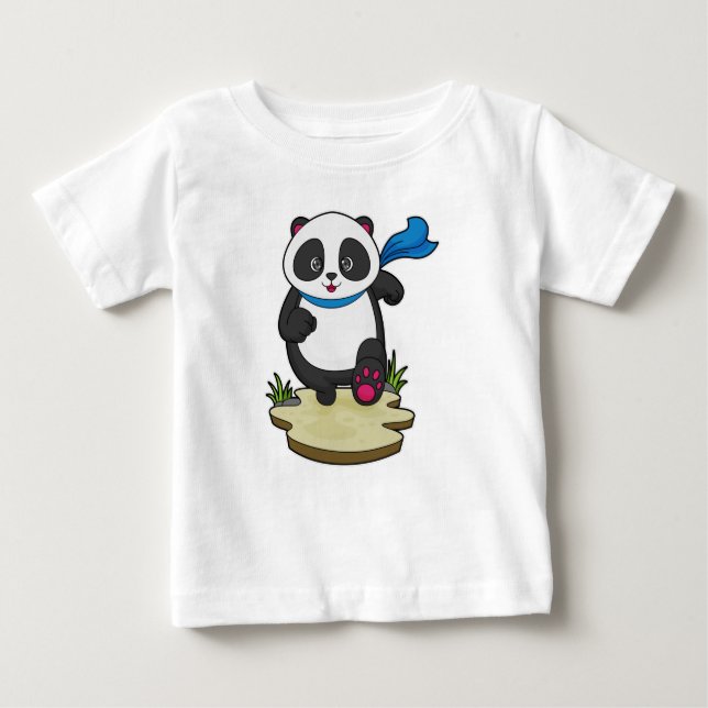 Panda as Runner with Scarf Baby T-Shirt (Front)