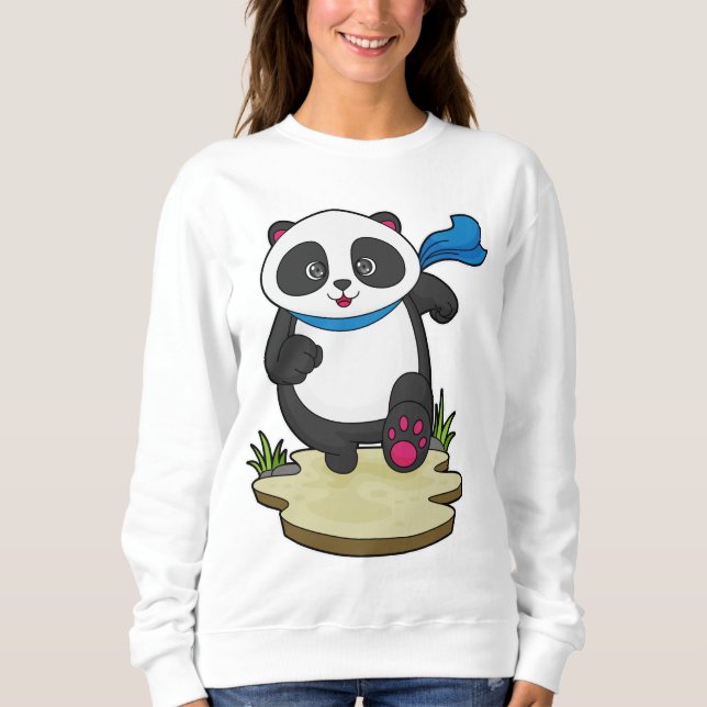 Panda as Runner with Scarf Sweatshirt (Front)