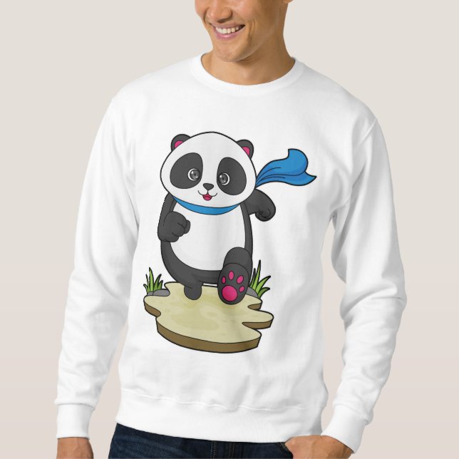 Panda as Runner with Scarf Sweatshirt (Front)