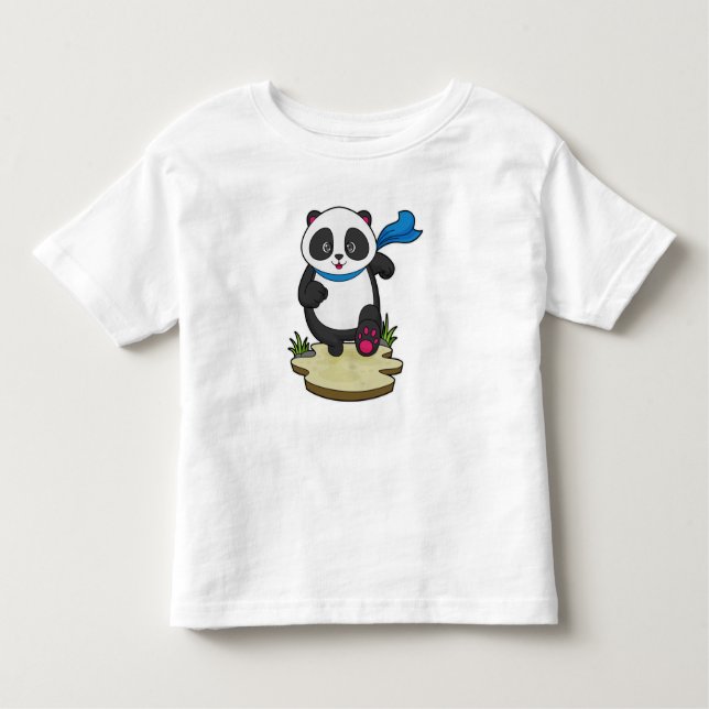 Panda as Runner with Scarf Toddler T-Shirt (Front)