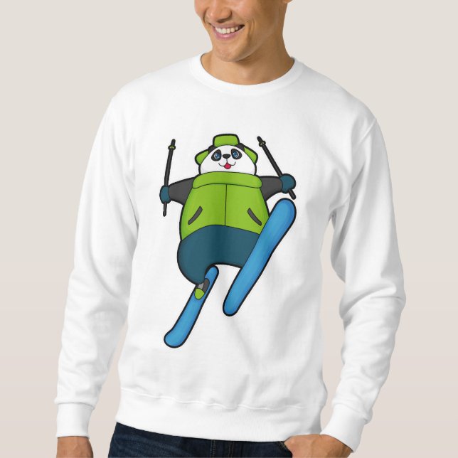 Panda as Ski jumper with Ski Sweatshirt (Front)