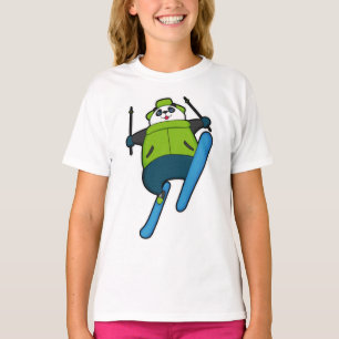 Panda as Ski jumper with Ski T-Shirt