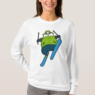 Panda as Ski jumper with Ski T-Shirt
