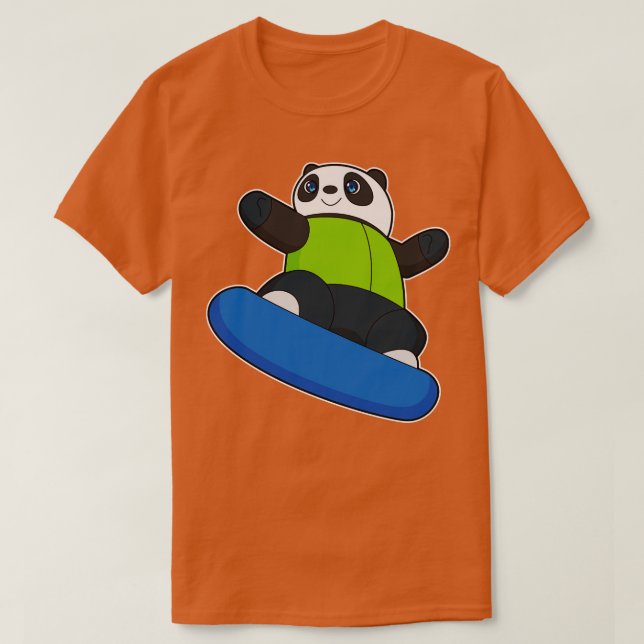 Panda as Snowboarder with Snowboard T-Shirt (Design Front)