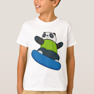 Panda as Snowboarder with Snowboard T-Shirt