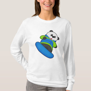 Panda as Snowboarder with Snowboard T-Shirt