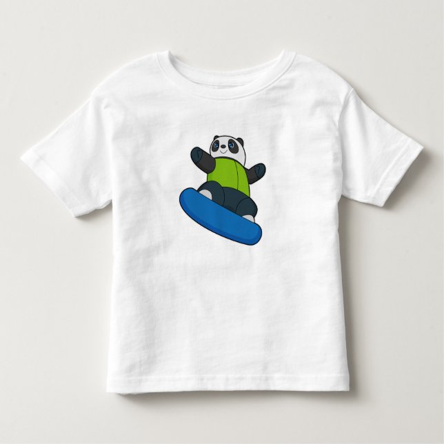Panda as Snowboarder with Snowboard Toddler T-Shirt (Front)
