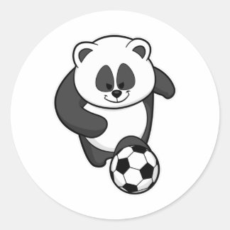 Panda as Soccer player at Soccer Classic Round Sticker