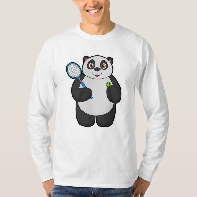 Panda as Tennis player with Tennis racket T-Shirt (Front)
