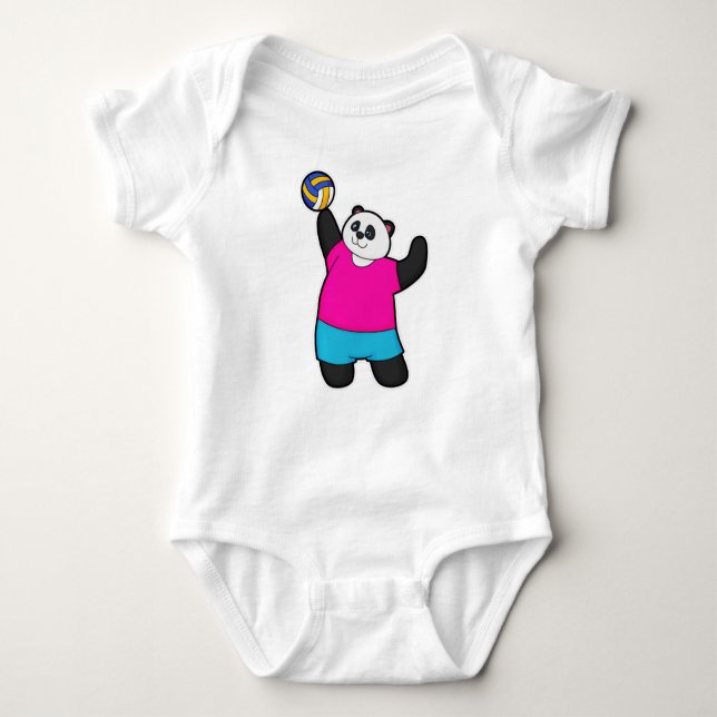 Panda as Volleyball player with Volleyball Baby Bodysuit (Front)