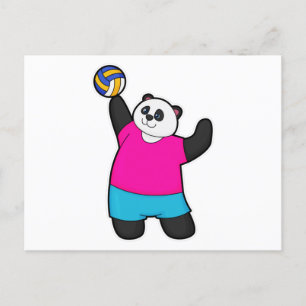 Panda as Volleyball player with Volleyball Postcard