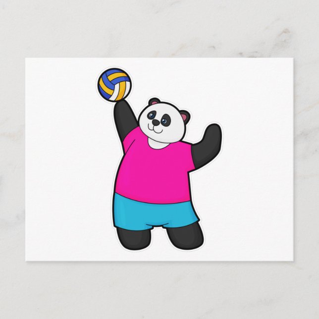 Panda as Volleyball player with Volleyball Postcard (Front)