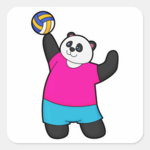 Panda as Volleyball player with Volleyball Square Sticker