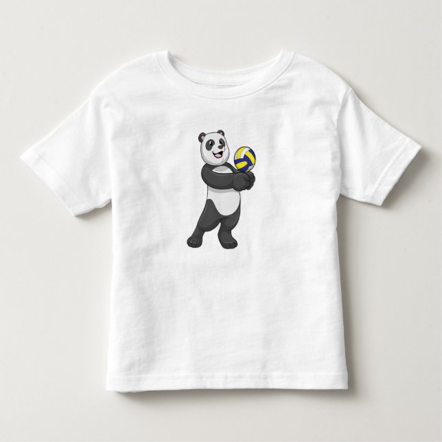 Panda as Volleyball player with Volleyball Toddler T-Shirt (Front)