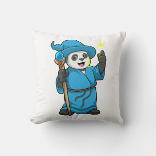 Panda as Wizard with Magic wand Cushion
