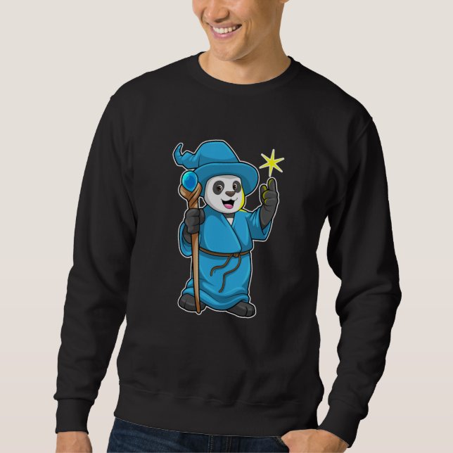 Panda as Wizard with Magic wand Sweatshirt (Front)