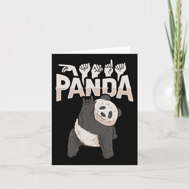Panda Asl Hand Gesture Deaf Hearing Loss Awareness Card (Front)