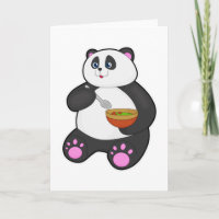 Panda at Eating with Spoon & Bowl