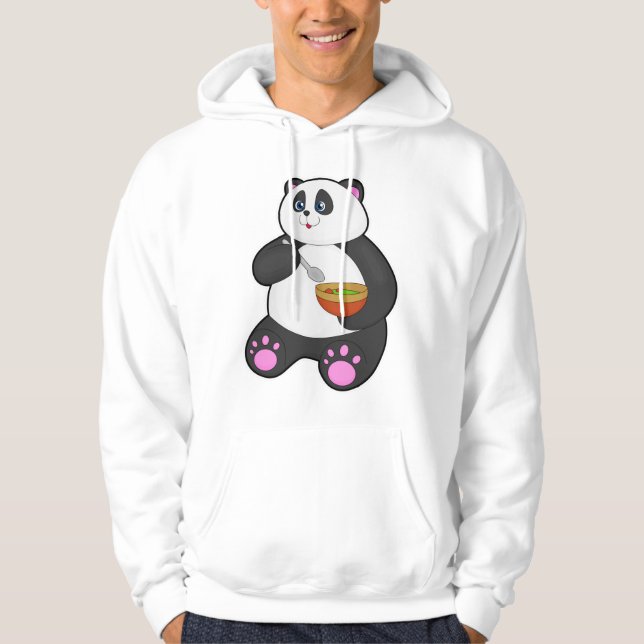 Panda at Eating with Spoon & Bowl Hoodie (Front)