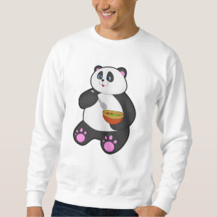 Panda at Eating with Spoon & Bowl Sweatshirt