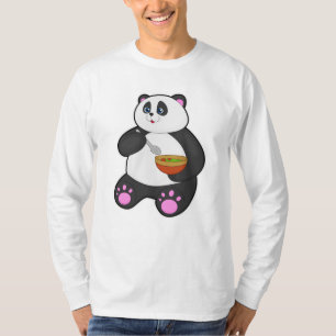 Panda at Eating with Spoon & Bowl T-Shirt