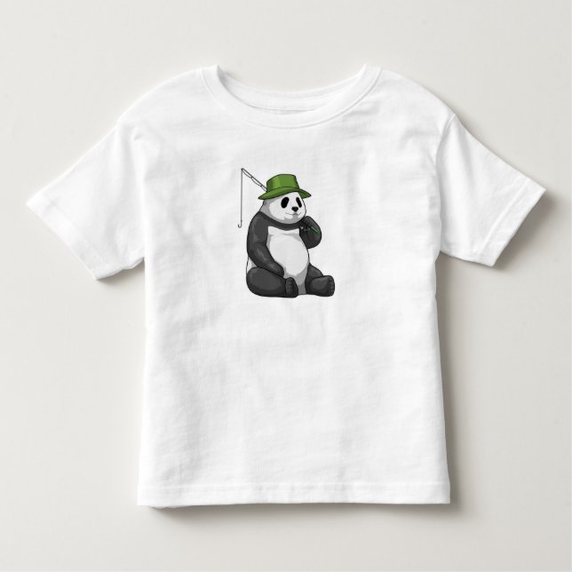 Panda at Fishing with Fishing rod Toddler T-Shirt (Front)