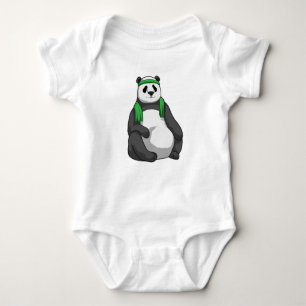 Panda at Fitness with Towel Baby Bodysuit