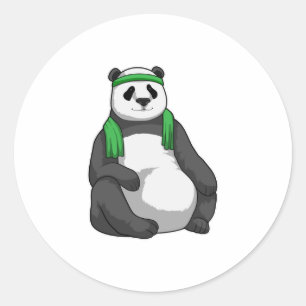 Panda at Fitness with Towel Classic Round Sticker