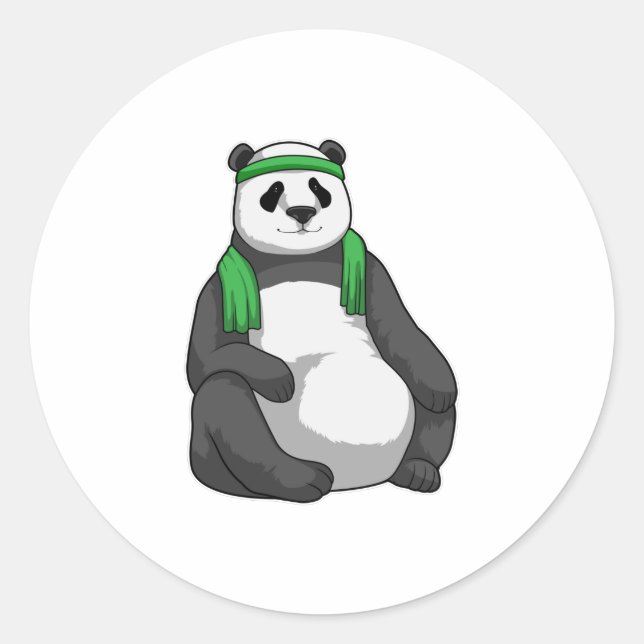 Panda at Fitness with Towel Classic Round Sticker (Front)