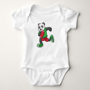 Panda at Football with Equipment Baby Bodysuit