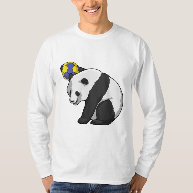 Panda at Handball Sports T-Shirt (Front)