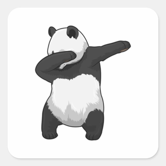 Panda at Hip Hop Dance Dab Square Sticker (Front)