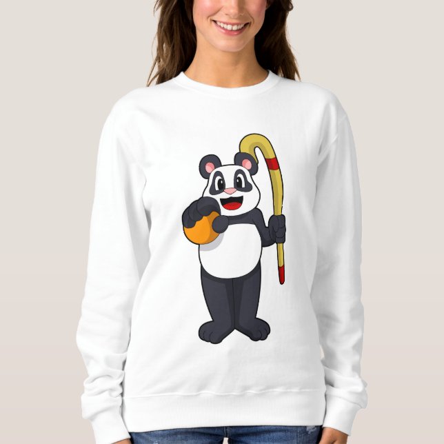Panda at Hockey with Hockey bat Sweatshirt (Front)