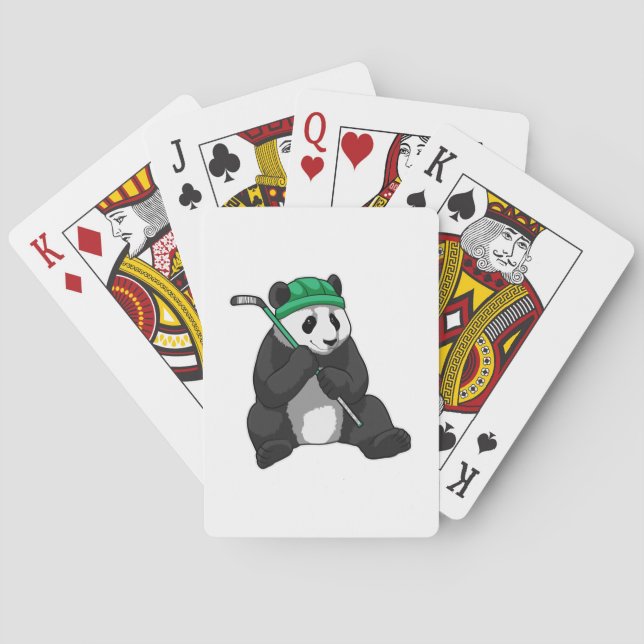 Panda at Ice hockey with Ice hockey stick Playing Cards (Back)