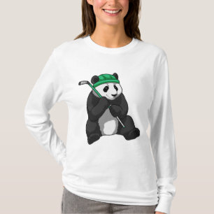 Panda at Ice hockey with Ice hockey stick T-Shirt