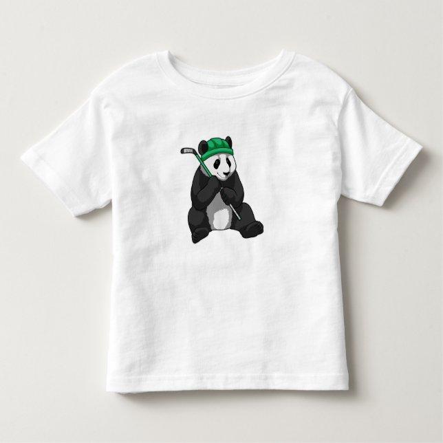 Panda at Ice hockey with Ice hockey stick Toddler T-Shirt (Front)