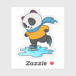 Panda at Ice skating with Ice skates & Scarf