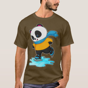 Panda at Ice skating with Ice skates Scarf T-Shirt
