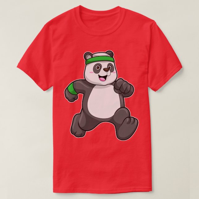 Panda at Jogging with Head Sweat T-Shirt (Design Front)